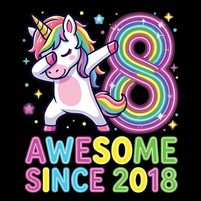 Awesome Since 2018 Einhorn Regenbogen 8