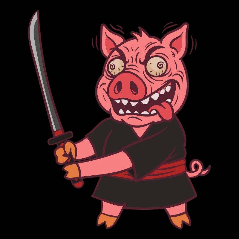 Crazy Samurai Pig with Sword