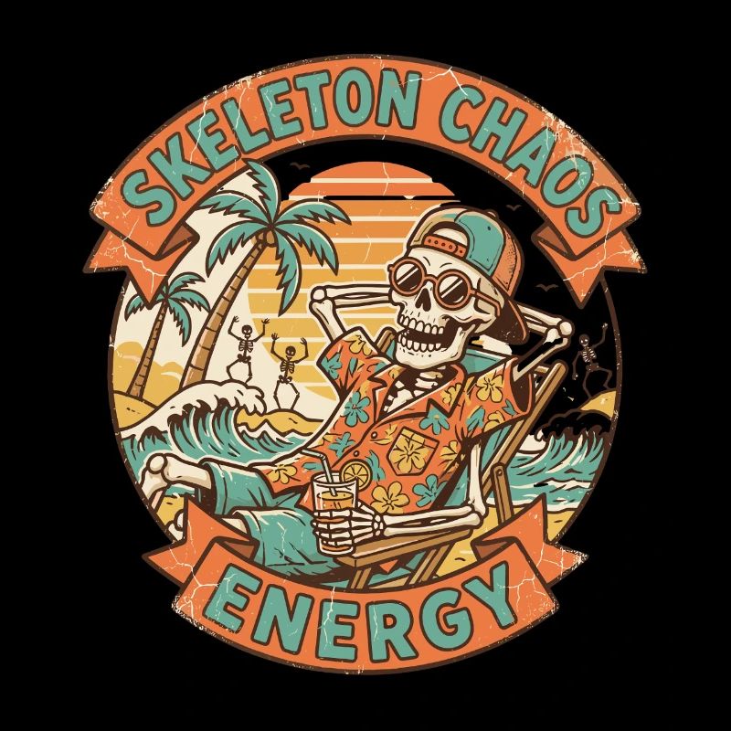 Squelette Chaos Energy Retro Graphique de plage