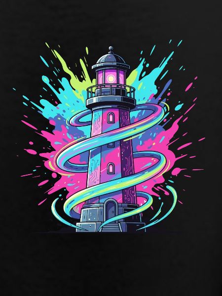 Neon Swirl Lighthouse