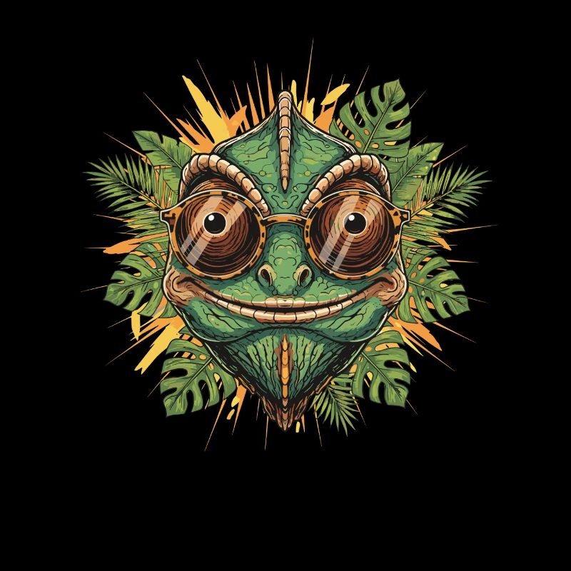 Caméléon à lunettes dans la jungle