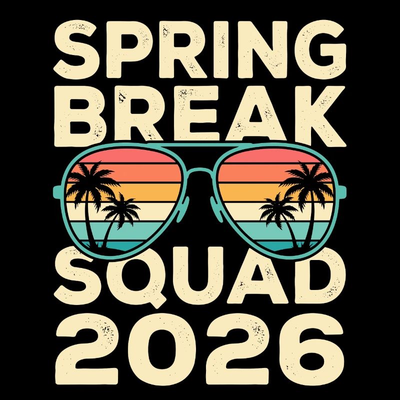 Spring Break Squad 2026 Retro Palm Tree Design