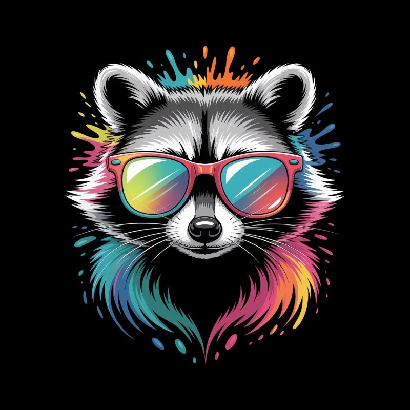 Bunter Waschbär Wasserfarben Spritzer Graffiti