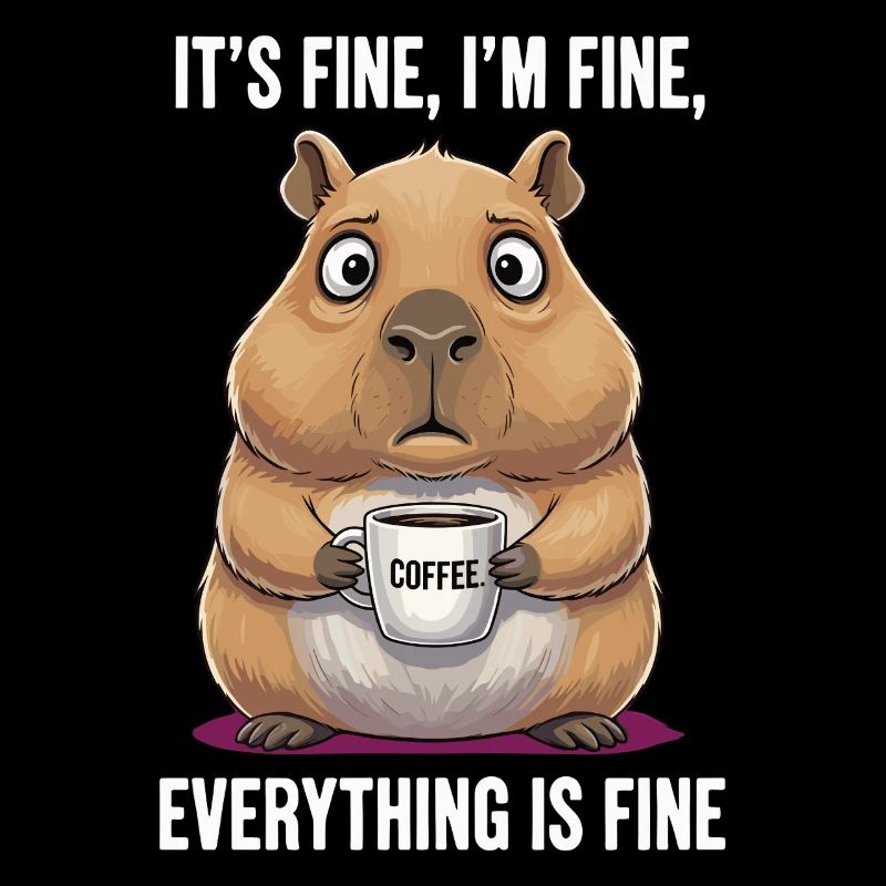 Its Fine Im Fine Coffee Capybara Humor