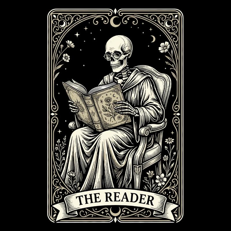 Gothic Skeleton Reader Vintage Floral