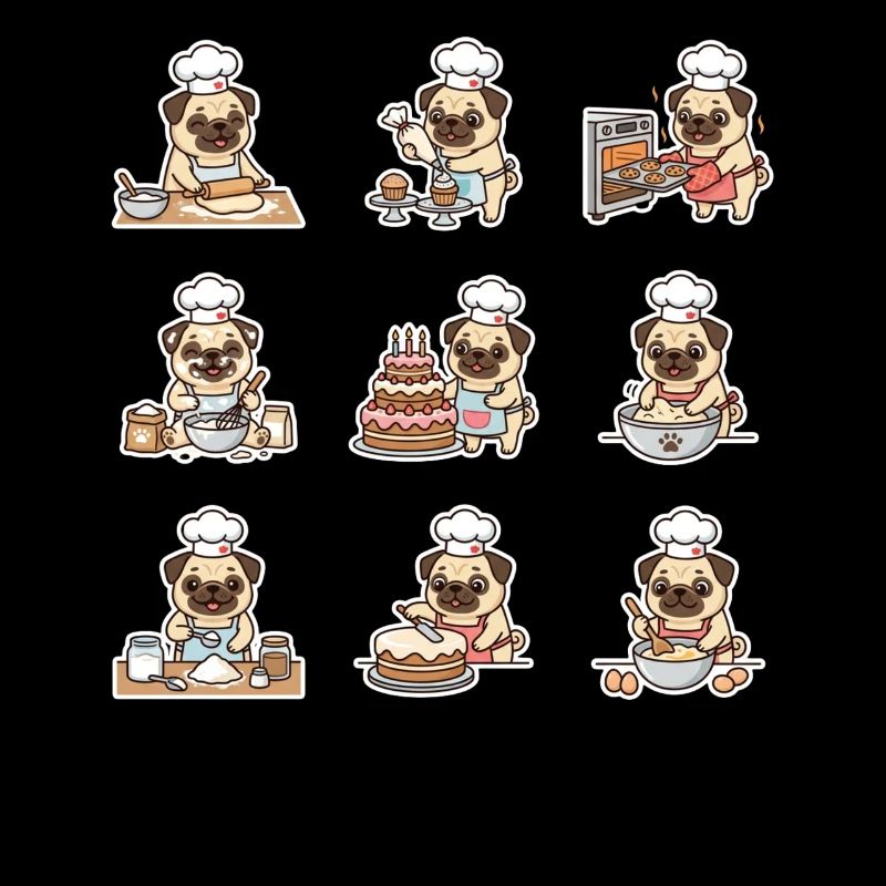 Funny Pug Baecker Baking Pastry Chef