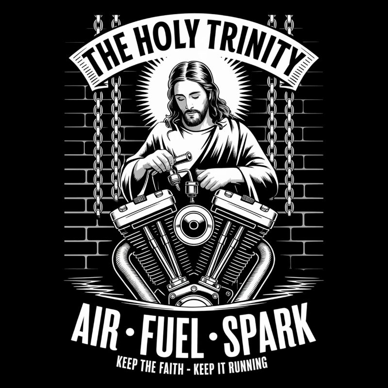 Holy Trinity Motorcycle Engine Art