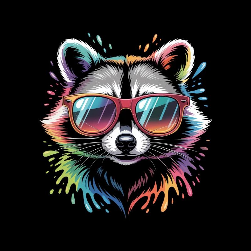 Bunter Waschbär mit Sonnenbrille