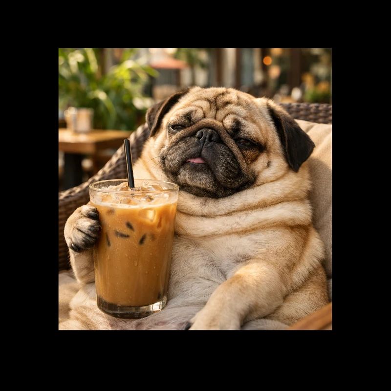 Lazy Sunday Coffee Pug Funny Relaxing Meme