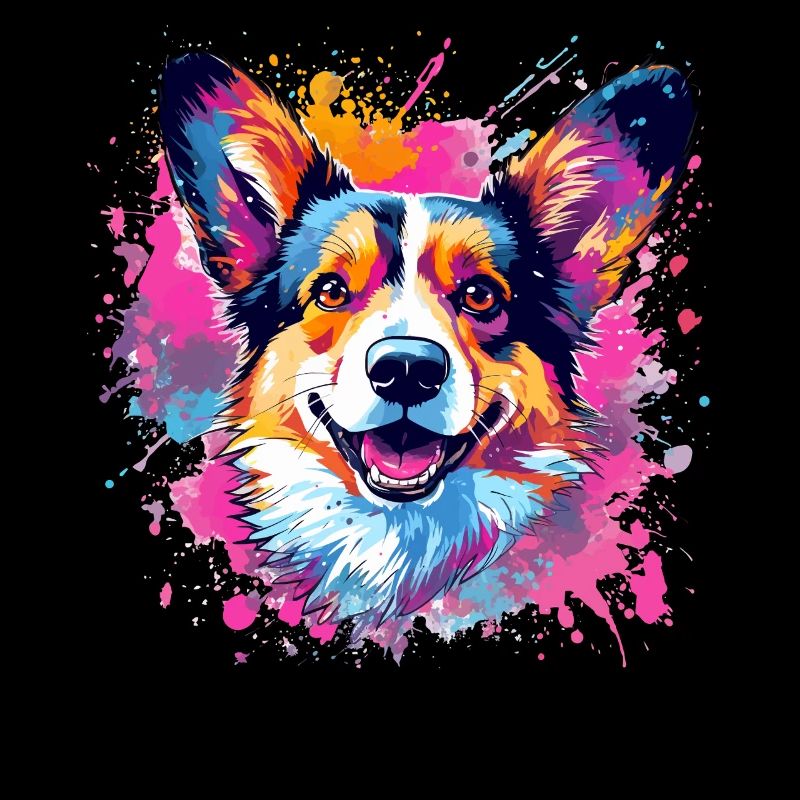 Bunte Hunde-Splash-Kunst Pembroke Welsh Corgi