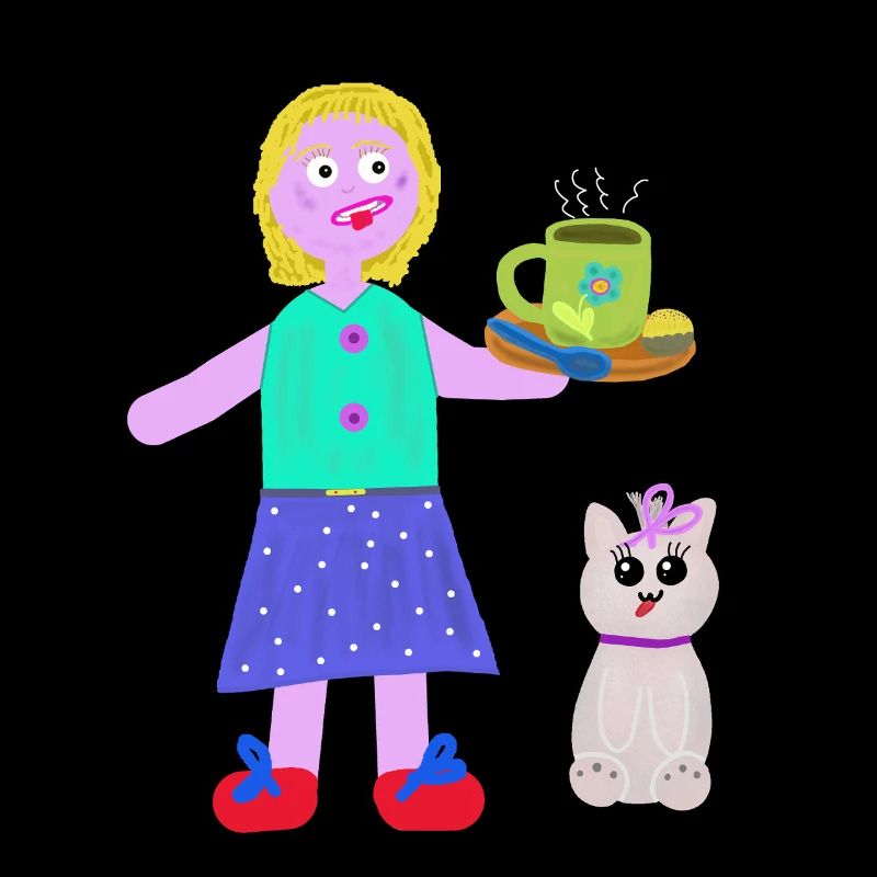 Fille joyeuse Café Praliné Chat