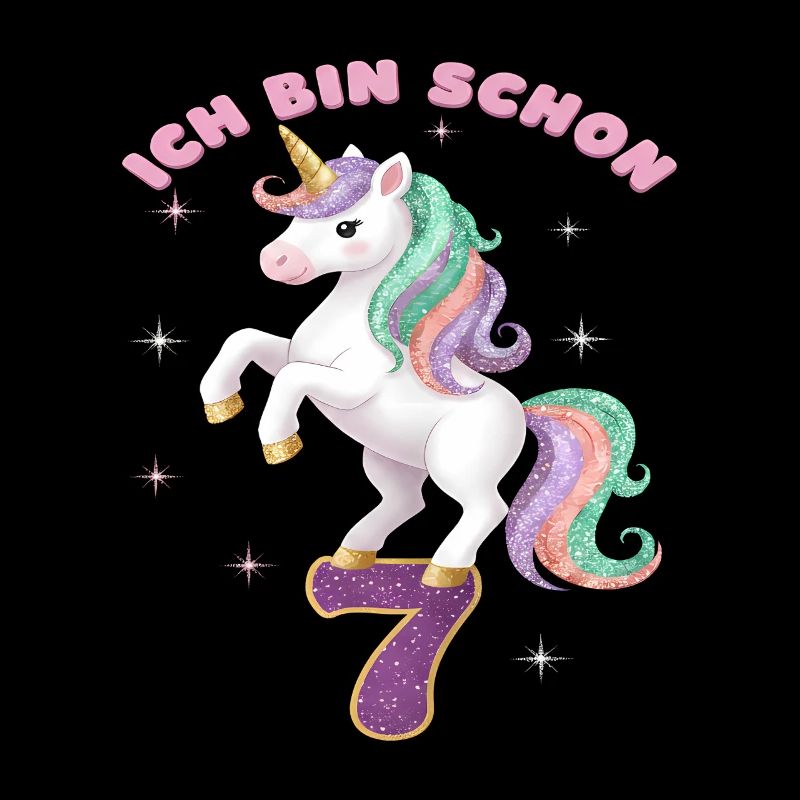 7. Geburtstag Einhorn Mädchen Ich bin schon 7