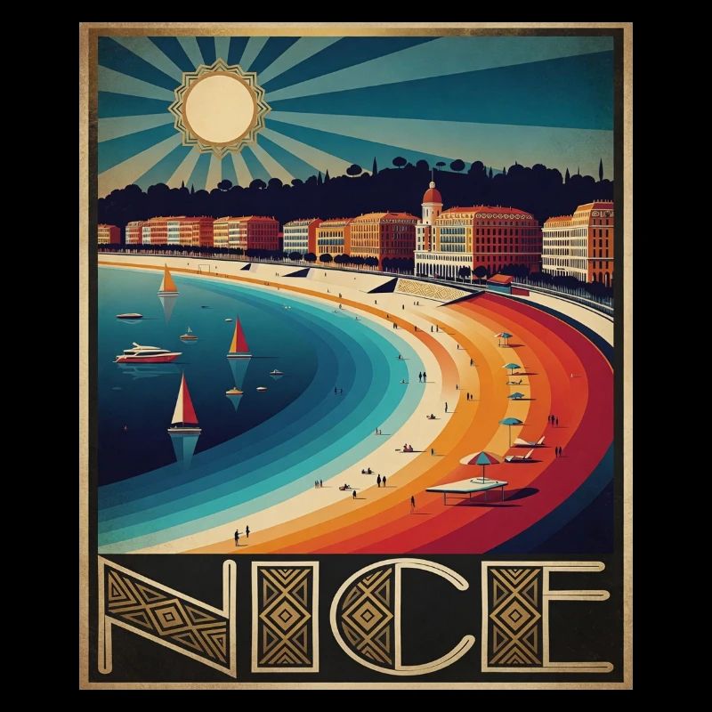 Nice Vintage – Côte d’Azur – Affiche Rétro Plage 