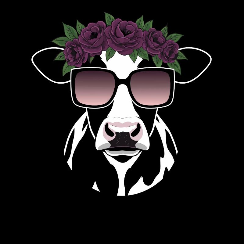 Fleurs de lunettes de soleil drôles de vache