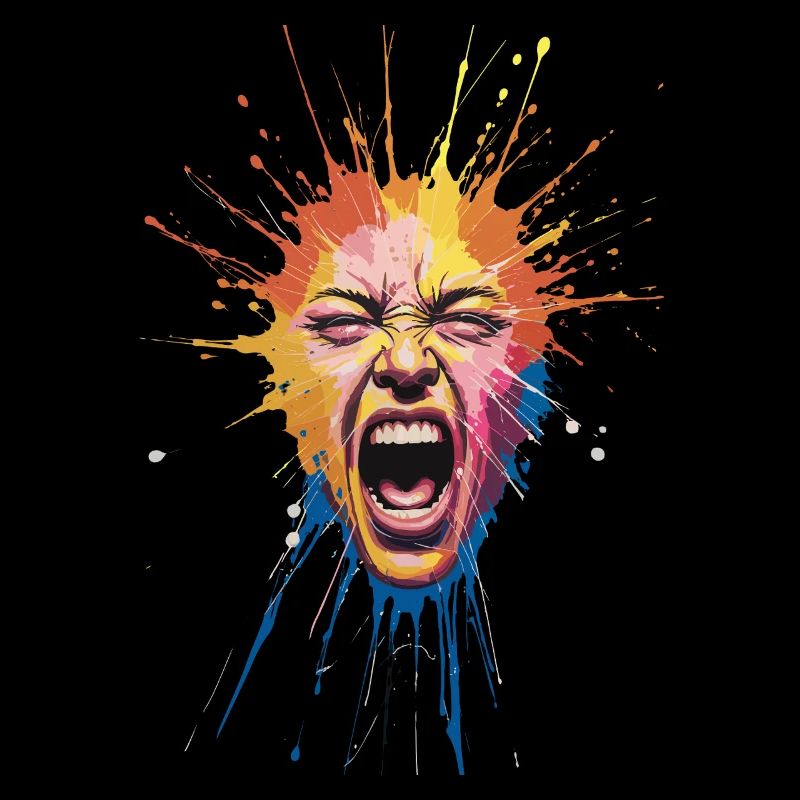 Explosive Farbexplosion Gesicht Ausdrücken