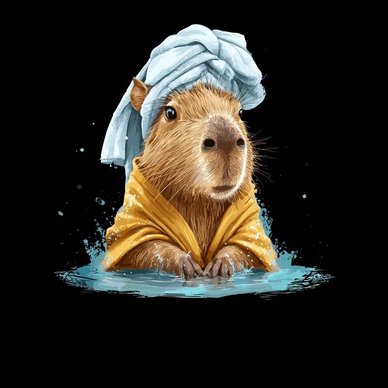 Kapybara en serviette de bain et peignoir