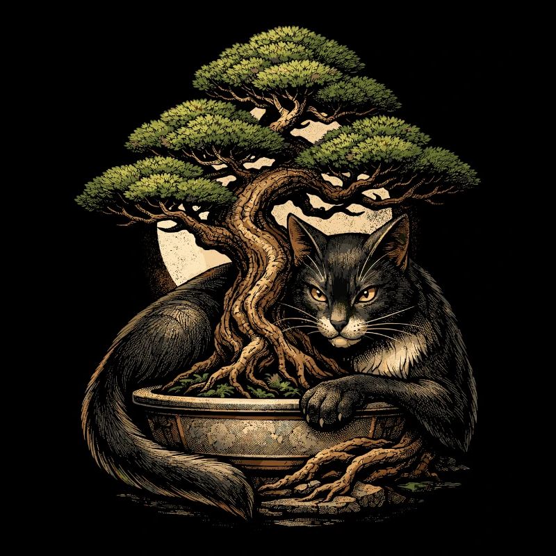 Bonsaï avec chat