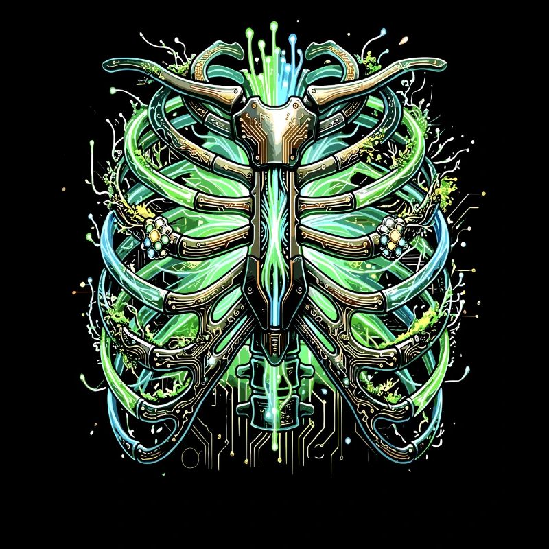 Cyber Brustkorb Skelett Sci-Fi Illustration