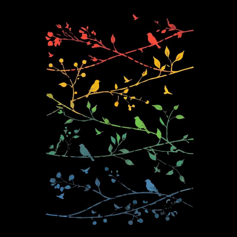 Rainbow branches and birds