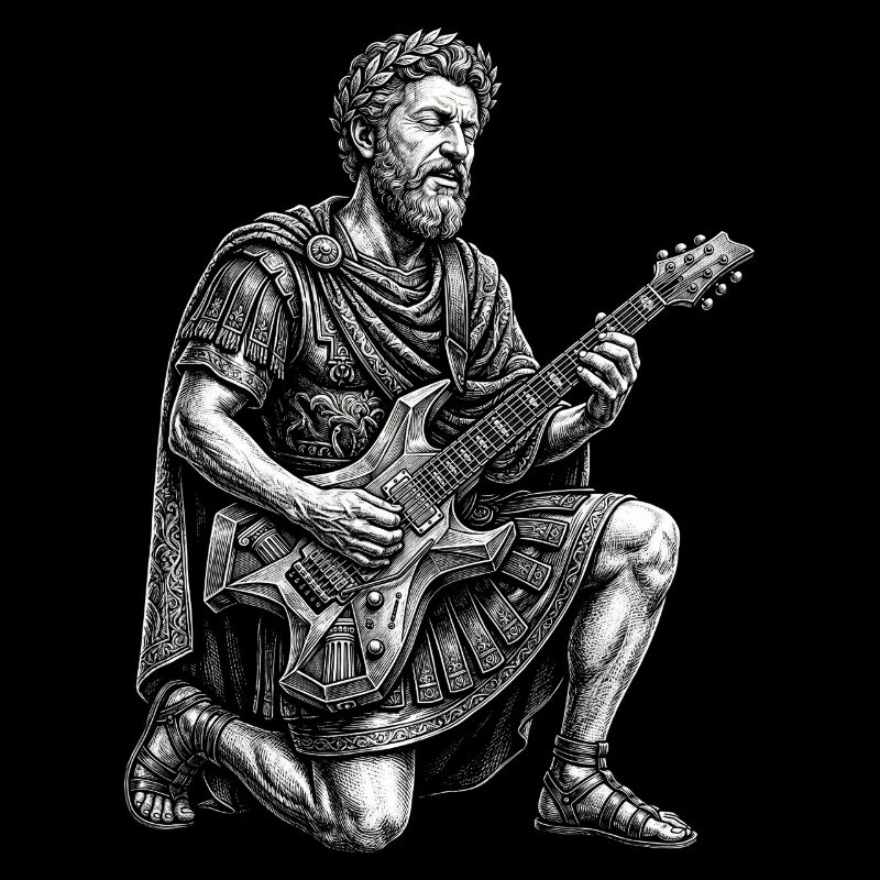 Marcus Aurelius plays guitar