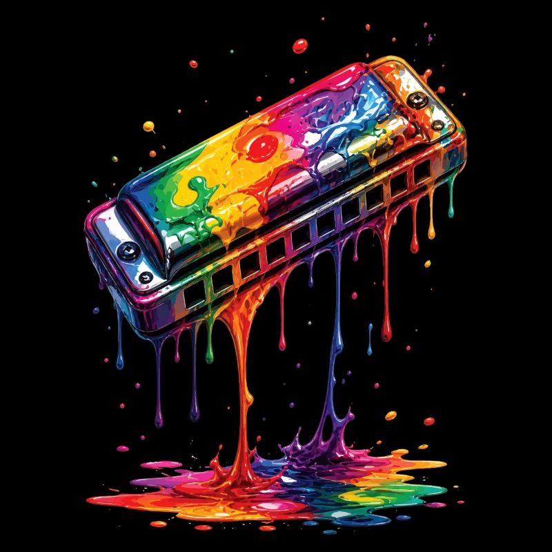 Harmonica avec de la peinture qui goutte
