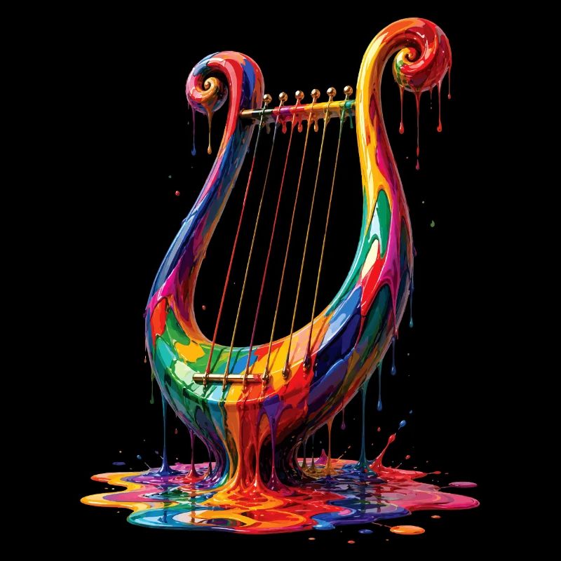 Lyre with dripping paint