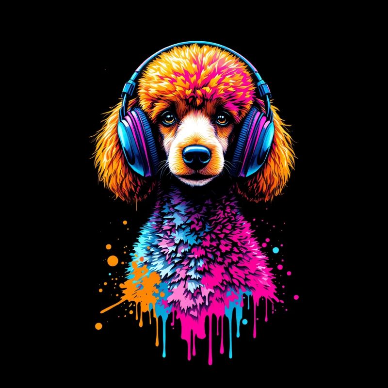 Caniche avec un casque