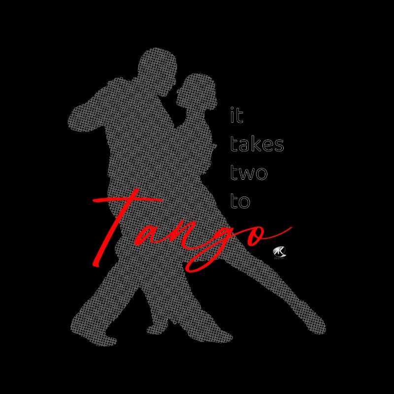 Silhouette du couple dansant de tango avec inscription