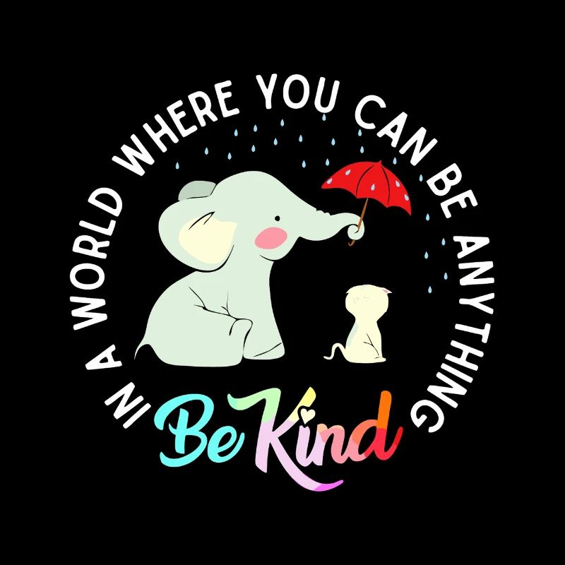 Éléphant Be Kind sous un parapluie