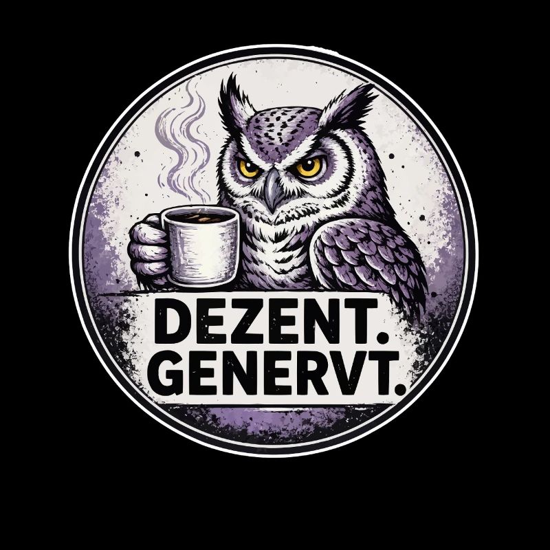 Dezent Genervt Eule mit Kaffee