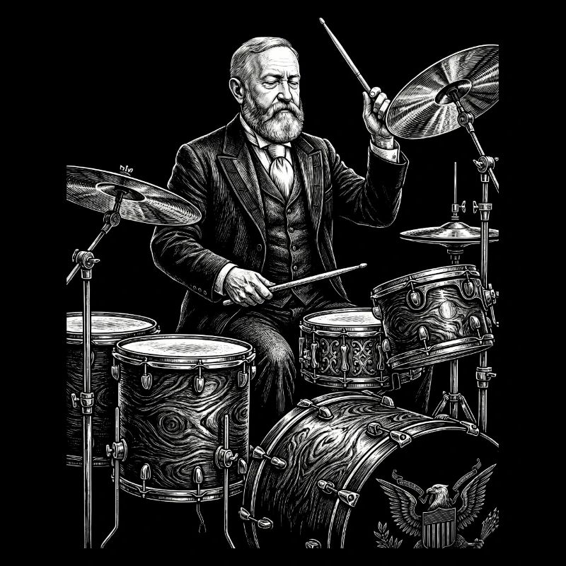 Benjamin Harrison joue de la batterie