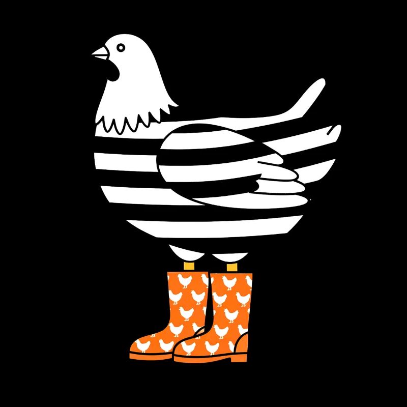 Poulet rayé en bottes orange