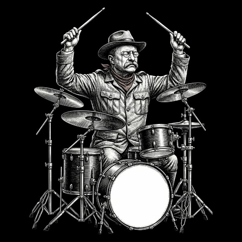 Theodore Roosevelt plays drums