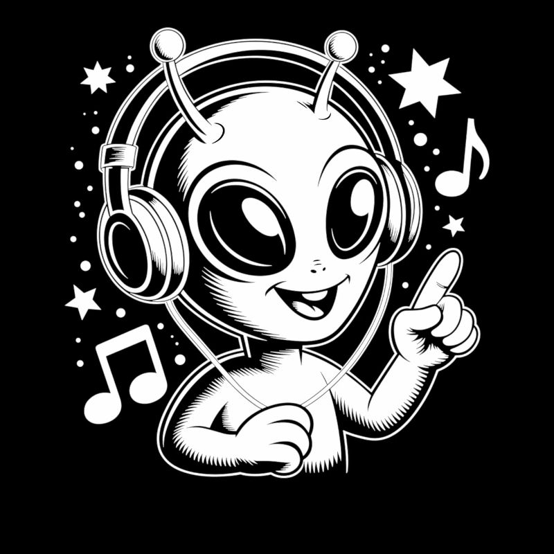 Alien DJ with Headphones - Gift for Sci-Fi Fans