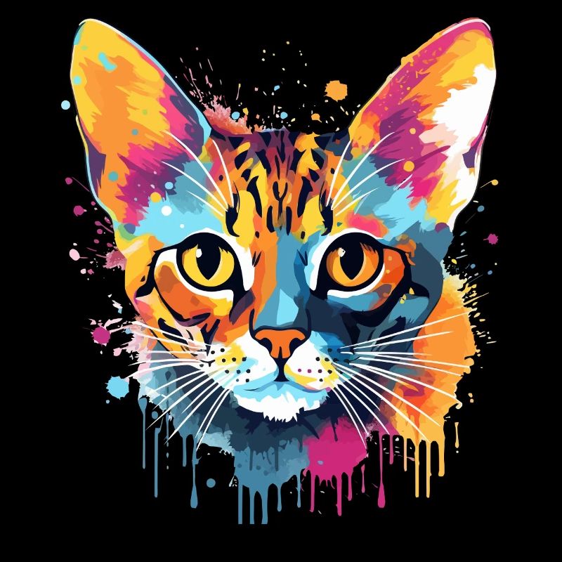 Colorful Bengal Cat Face Splash Art