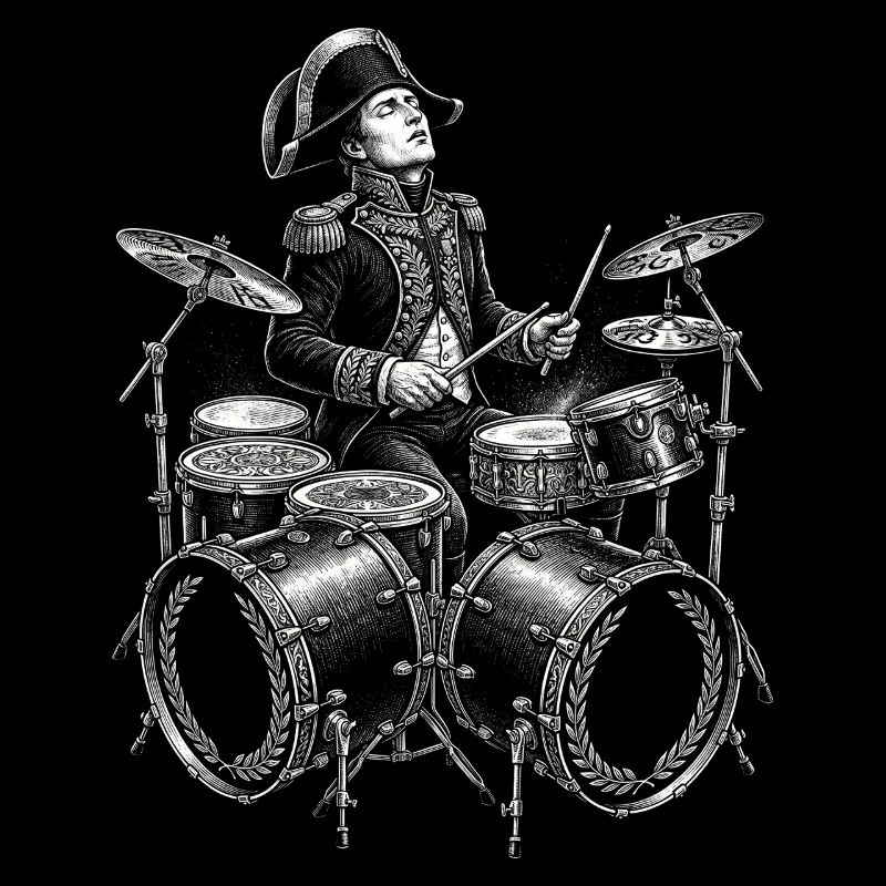 Napoléon joue de la batterie.