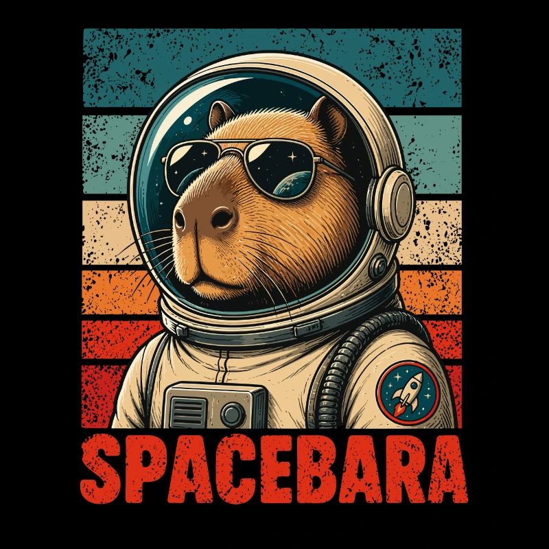 Spacebara Capybara Astronaut Space Retro