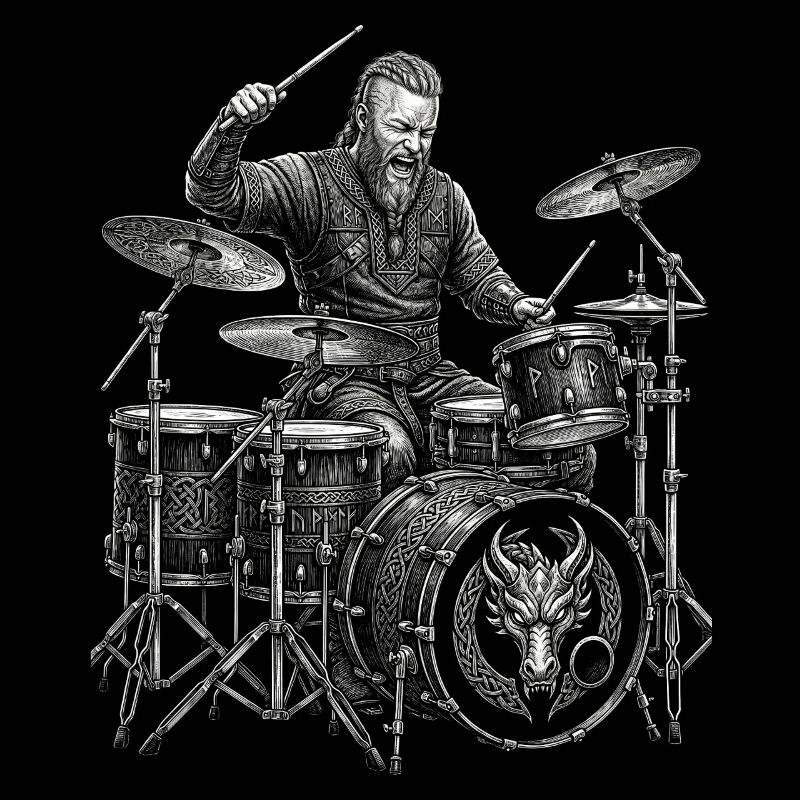 Ragnar Lodbrok plays drums