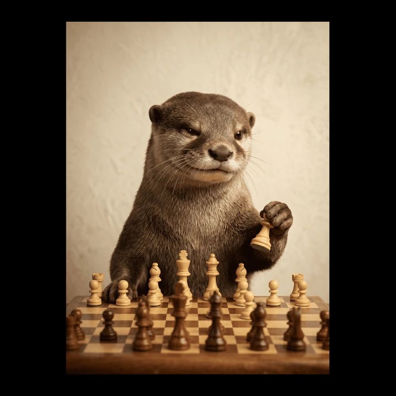 Otter playing chess