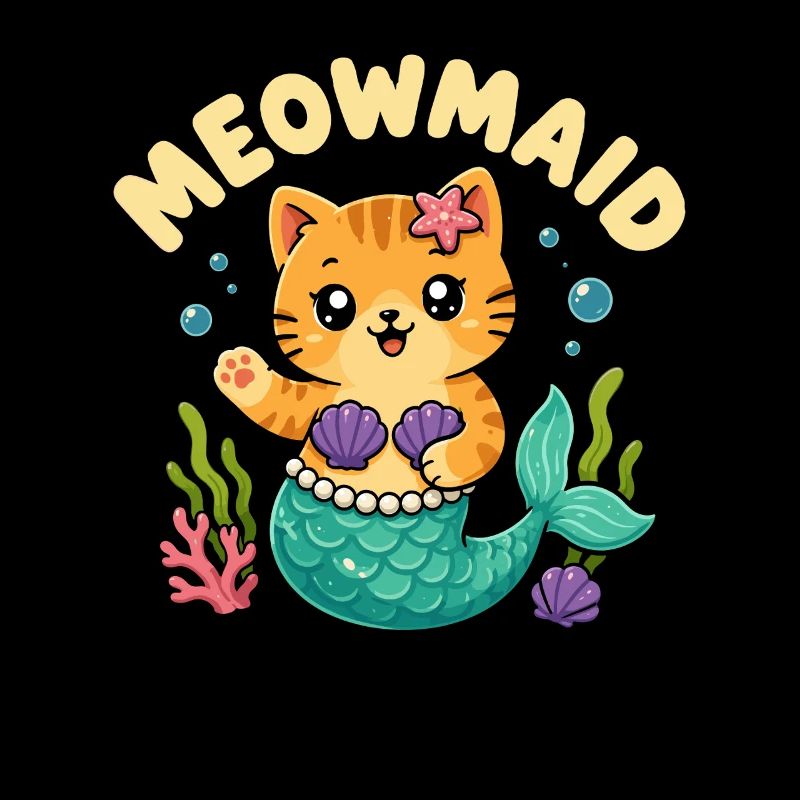 Jeu de mots Chat sirène-chat mignon