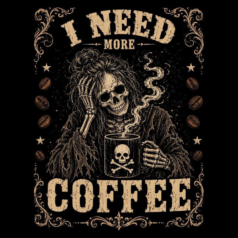 Coffee Skeleton I Need More Coffee Shirt