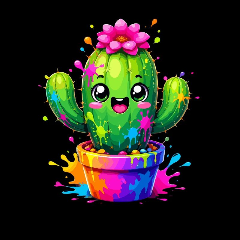 Cactus Joyeuses Fleurs Éclaboussurées