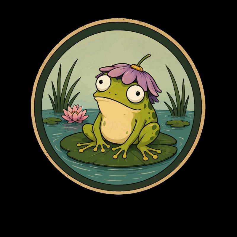 Grenouille de rivière sur nénuphar