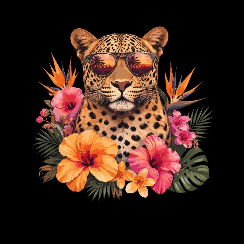 Lunettes de soleil léopard avec des fleurs
