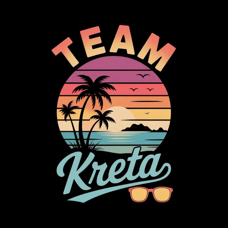 Team Crete Beach Retro Sunset