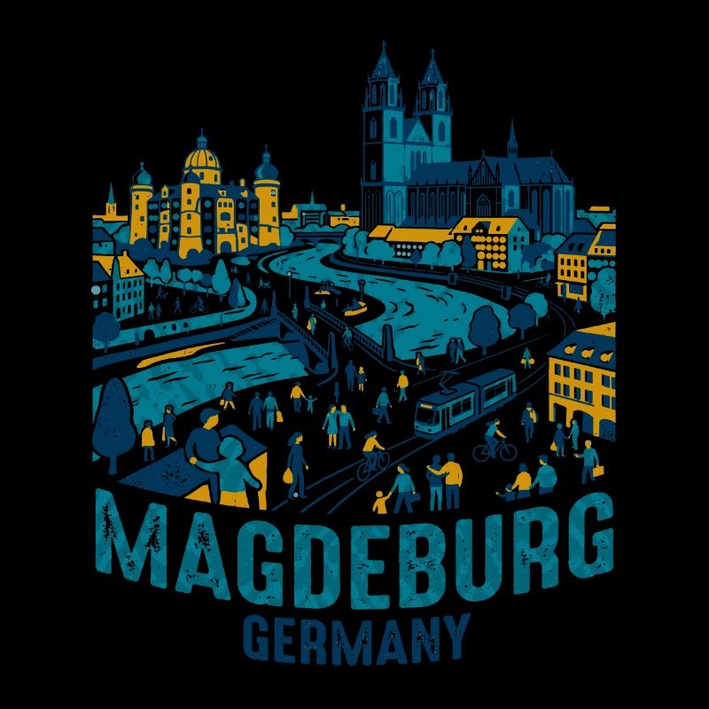 Magdeburg Germany Skyline With Elbe River Views