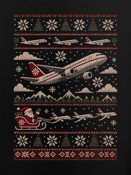 Weihnachtspullover mit Flugzeugmotiv