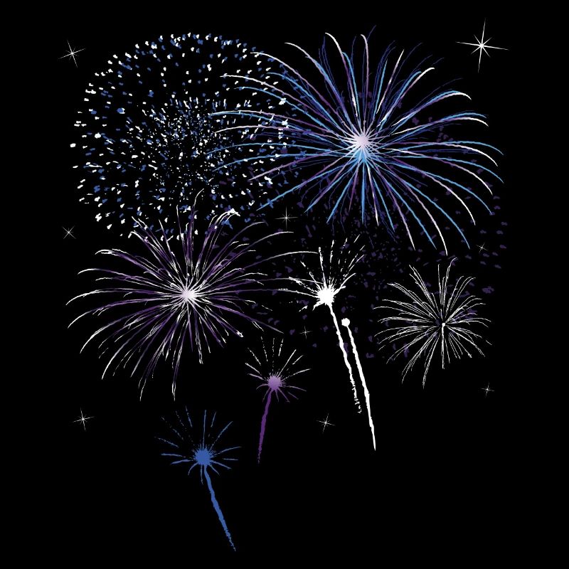 Feu d'artifice coloré avec des étoiles.