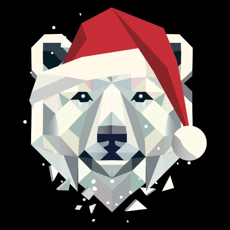Christmas Polar Bear in Modern Geometric Style