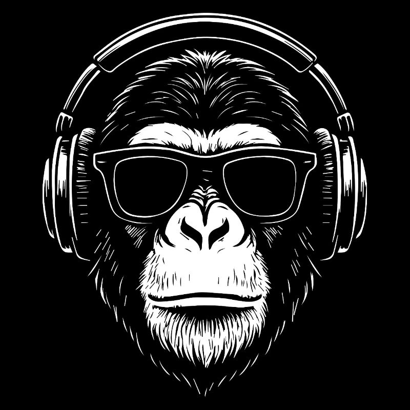 Monkey DJ Kopfhörer Silhouette